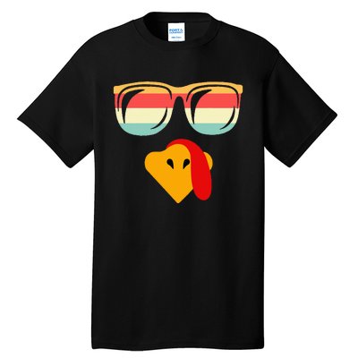 Cool Turkey Face With Sunglasses Thanksgiving Tall T-Shirt