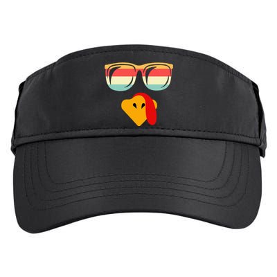 Cool Turkey Face With Sunglasses Thanksgiving Adult Drive Performance Visor