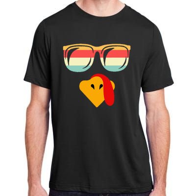 Cool Turkey Face With Sunglasses Thanksgiving Adult ChromaSoft Performance T-Shirt