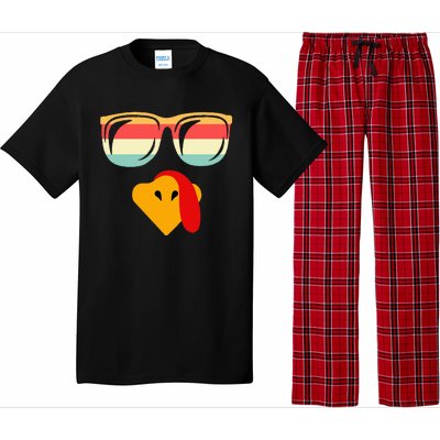 Cool Turkey Face With Sunglasses Thanksgiving Pajama Set