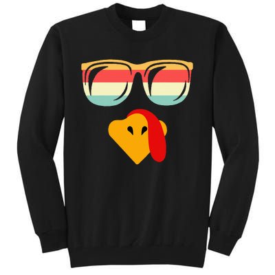 Cool Turkey Face With Sunglasses Thanksgiving Tall Sweatshirt