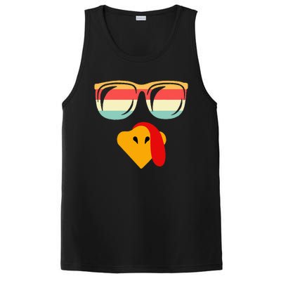 Cool Turkey Face With Sunglasses Thanksgiving PosiCharge Competitor Tank