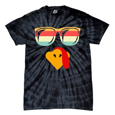 Cool Turkey Face With Sunglasses Thanksgiving Tie-Dye T-Shirt