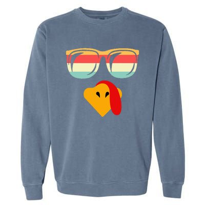 Cool Turkey Face With Sunglasses Thanksgiving Garment-Dyed Sweatshirt