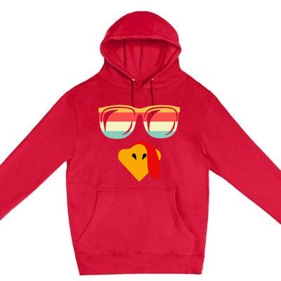 Cool Turkey Face With Sunglasses Thanksgiving Premium Pullover Hoodie