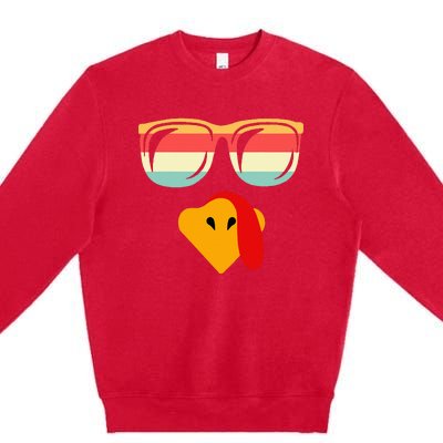 Cool Turkey Face With Sunglasses Thanksgiving Premium Crewneck Sweatshirt