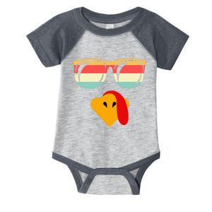 Cool Turkey Face With Sunglasses Thanksgiving Infant Baby Jersey Bodysuit