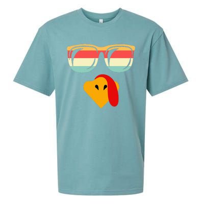 Cool Turkey Face With Sunglasses Thanksgiving Sueded Cloud Jersey T-Shirt