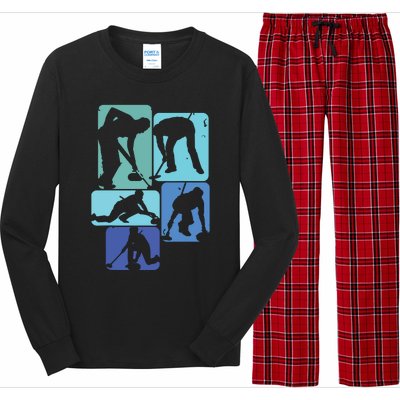 Curling T For Curler Retro Men Curling Player Long Sleeve Pajama Set