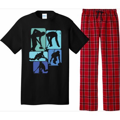 Curling T For Curler Retro Men Curling Player Pajama Set