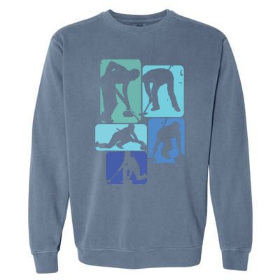 Curling T For Curler Retro Men Curling Player Garment-Dyed Sweatshirt