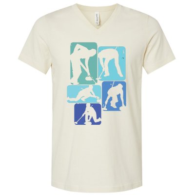 Curling T For Curler Retro Men Curling Player V-Neck T-Shirt