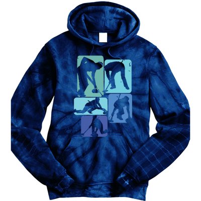 Curling T For Curler Retro Men Curling Player Tie Dye Hoodie