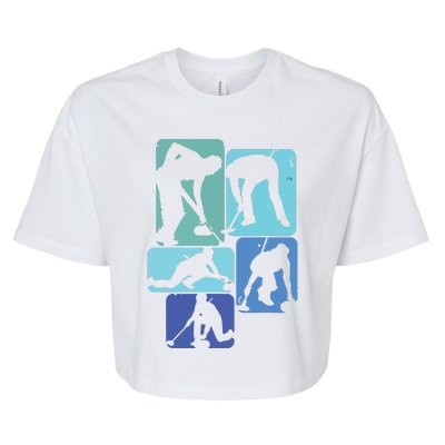 Curling T For Curler Retro Men Curling Player Bella+Canvas Jersey Crop Tee