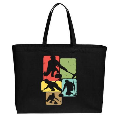 Curling T For Curler Retro Women Curling Player Cotton Canvas Jumbo Tote