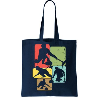 Curling T For Curler Retro Women Curling Player Tote Bag