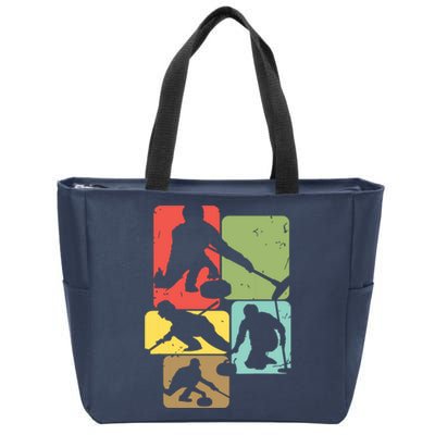 Curling T For Curler Retro Women Curling Player Zip Tote Bag