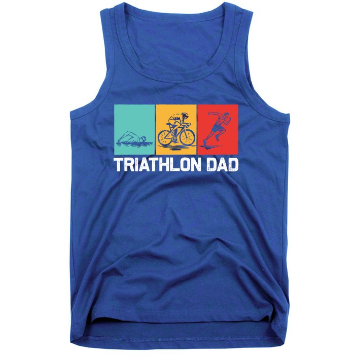 Cool Triathlon For Dad Father Swimming Running Swim Bike Run Gift Tank Top