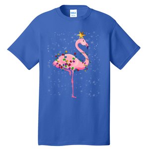 Christmas Tree Flamingo Santa Hat Xmas Lights Fa La Mingo Gift Tall T-Shirt