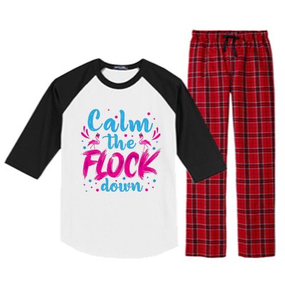 Calm The Flock Down Flamingo T Raglan Sleeve Pajama Set