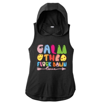 Calm The Flock Down Ladies PosiCharge Tri-Blend Wicking Draft Hoodie Tank