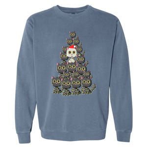 Cat Tree Funny Xmas Lights Cat Lovers Ugly Christmas Sweater Meaningful Gift Garment-Dyed Sweatshirt