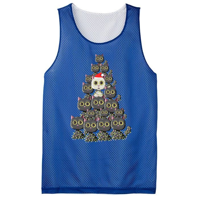 Cat Tree Funny Xmas Lights Cat Lovers Ugly Christmas Sweater Meaningful Gift Mesh Reversible Basketball Jersey Tank