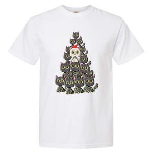 Cat Tree Funny Xmas Lights Cat Lovers Ugly Christmas Sweater Meaningful Gift Garment-Dyed Heavyweight T-Shirt