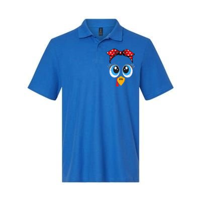 Cute Turkey Face  Little  Funny Thanksgiving Softstyle Adult Sport Polo