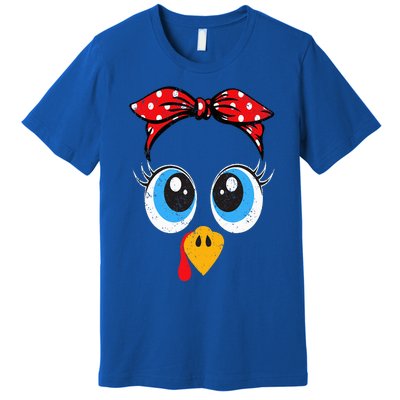 Cute Turkey Face  Little  Funny Thanksgiving Premium T-Shirt