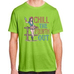 Chill The Fourth Out Retro Western Cow Happy 4Th Of July Gift Adult ChromaSoft Performance T-Shirt