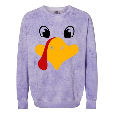 Cute Turkey Face Colorblast Crewneck Sweatshirt