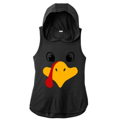 Cute Turkey Face Ladies PosiCharge Tri-Blend Wicking Draft Hoodie Tank