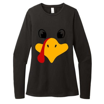 Cute Turkey Face Womens CVC Long Sleeve Shirt