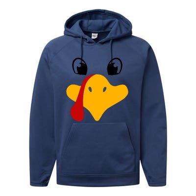 Cute Turkey Face Performance Fleece Hoodie