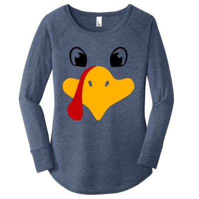 Cute Turkey Face Women's Perfect Tri Tunic Long Sleeve Shirt