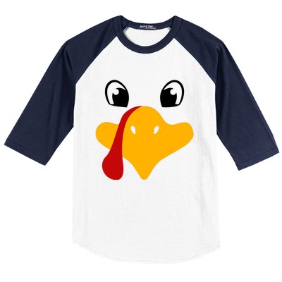 Cute Turkey Face Baseball Sleeve Shirt