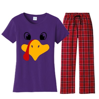 Cute Turkey Face Women's Flannel Pajama Set