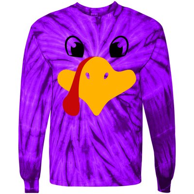 Cute Turkey Face Tie-Dye Long Sleeve Shirt