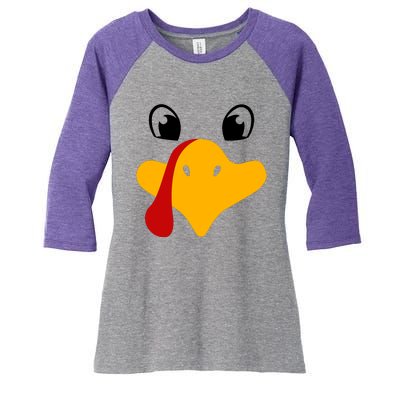 Cute Turkey Face Women's Tri-Blend 3/4-Sleeve Raglan Shirt