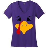 Cute Turkey Face Women's V-Neck T-Shirt