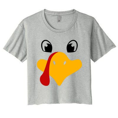 Cute Turkey Face Women's Crop Top Tee