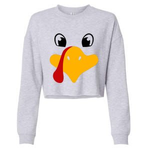 Cute Turkey Face Cropped Pullover Crew