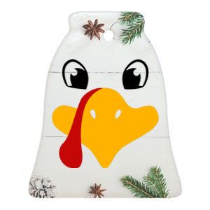 Cute Turkey Face Ceramic Bell Ornament