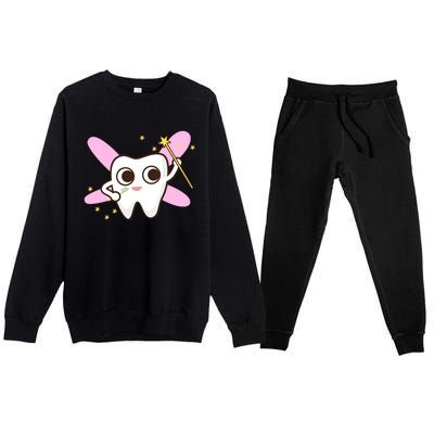 Cute Tooth Fairy Dental Tees And Great Gift Premium Crewneck Sweatsuit Set