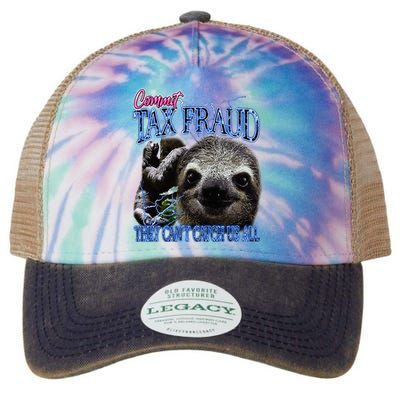 Commit Tax Fraud Retro Bootleg Rap Sloth Streetwear Legacy Tie Dye Trucker Hat