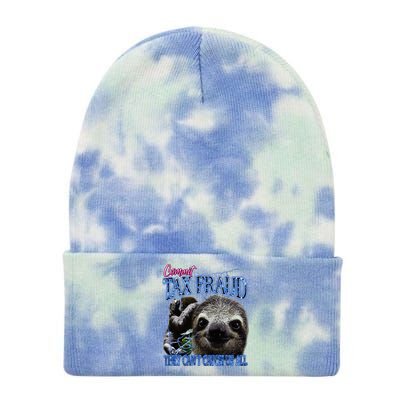 Commit Tax Fraud Retro Bootleg Rap Sloth Streetwear Tie Dye 12in Knit Beanie