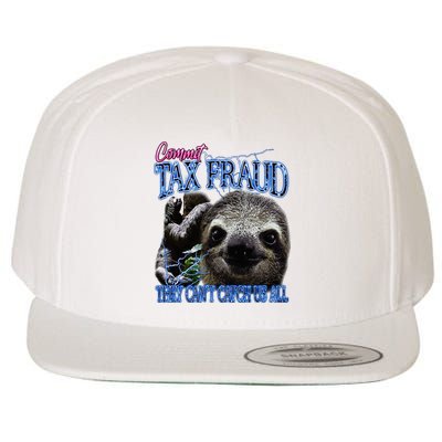 Commit Tax Fraud Retro Bootleg Rap Sloth Streetwear Wool Snapback Cap