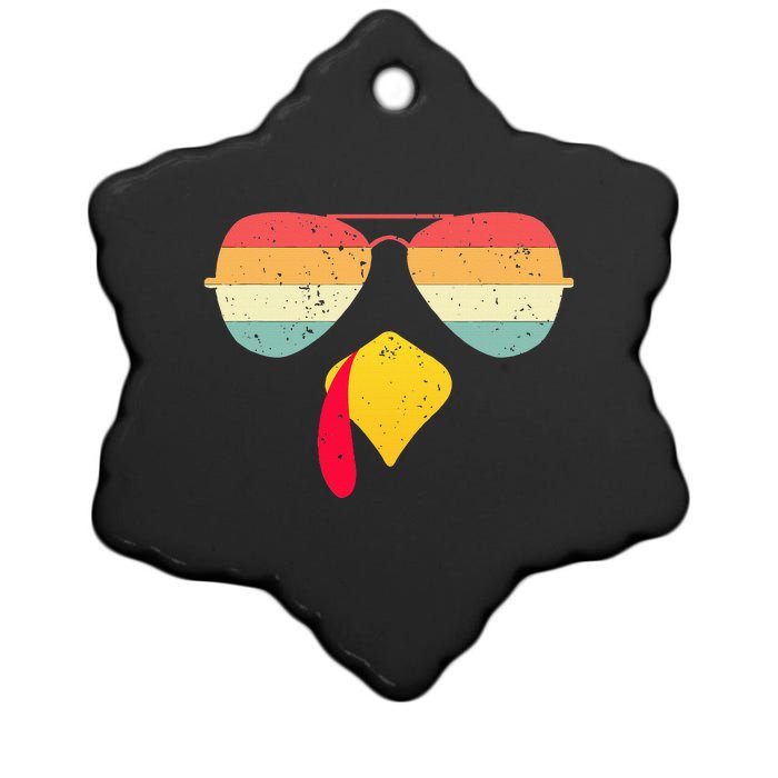 Cool Turkey Face With Sunglasses Funny Thanksgiving Ceramic Star Ornament