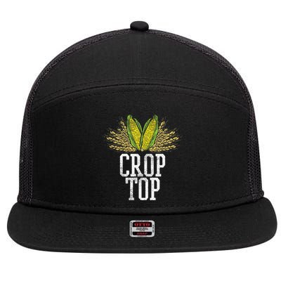 Crop Top Farm Pun Corn Farming Agriculture Funny Farmer 7 Panel Mesh Trucker Snapback Hat